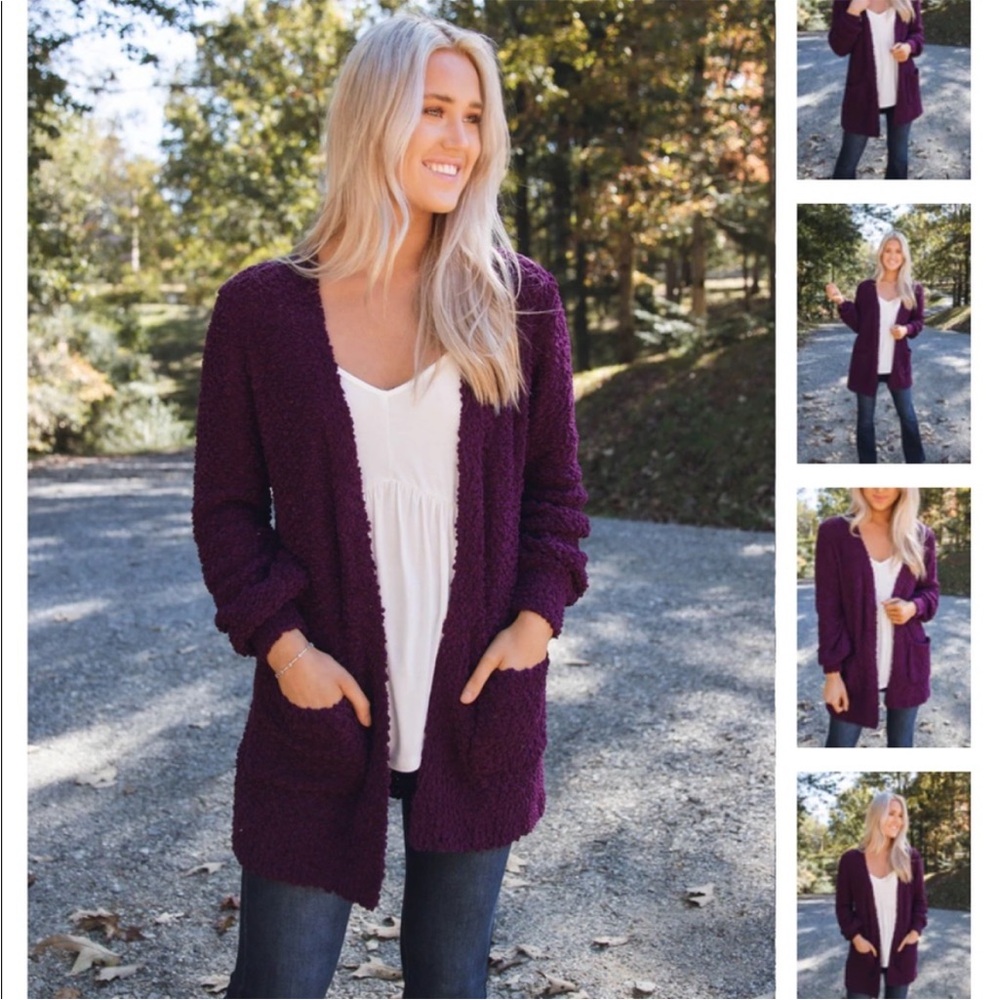 Cupio Blush Popcorn Plum Cardigan